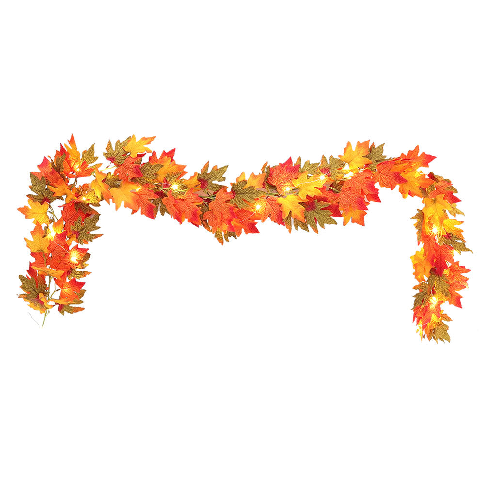 2m Maple Leaf Garland with Lights