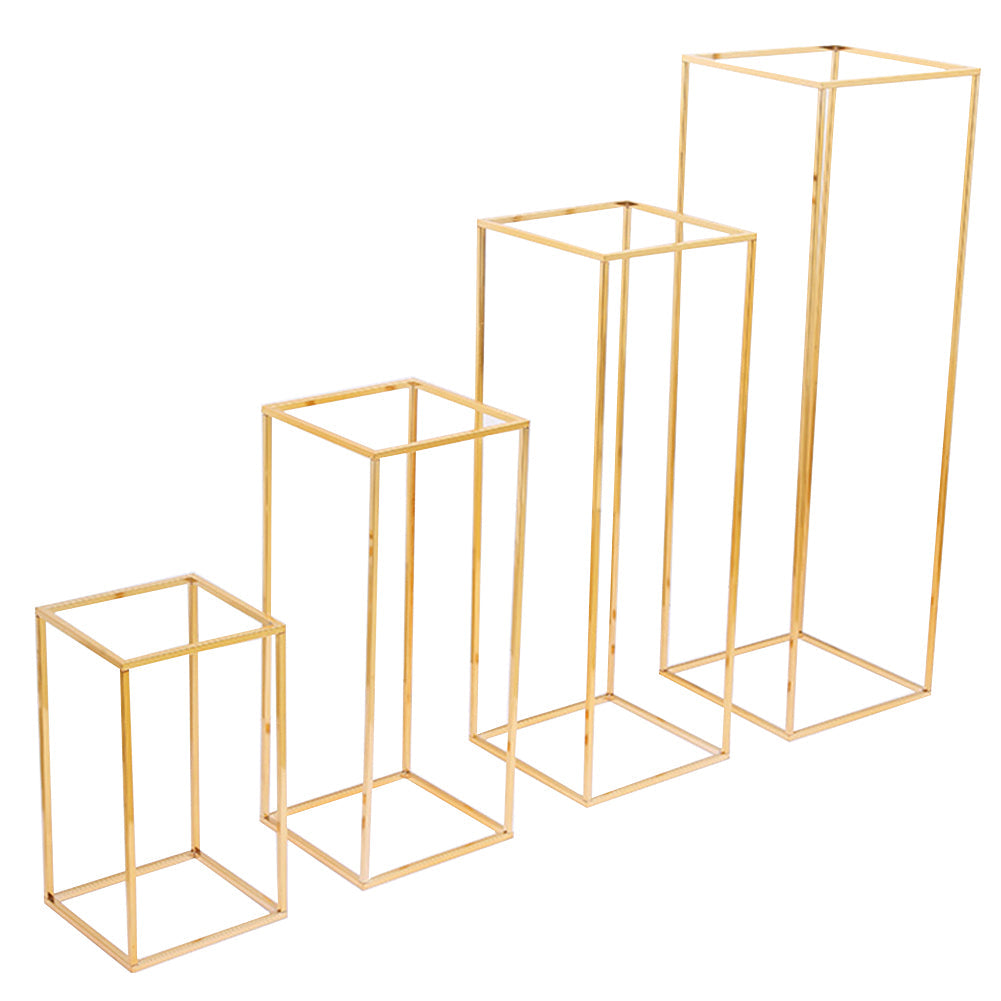 Golden Metal Rectangular Flower Stand Pedestal Rack