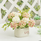 Artificial Hydrangea Flower in Ceramic Planter for Desktop Decoration