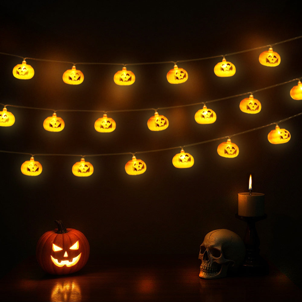 Halloween Pumpkin LED String Lights Battery Operated Decor