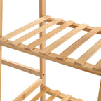 Bamboo Trapezoid Clothing Rack with 5-Tier Storage Shelves
