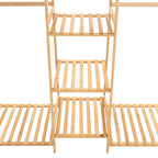 Bamboo Trapezoid Clothing Rack with 5-Tier Storage Shelves