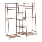 Bamboo Trapezoid Clothing Rack with 5-Tier Storage Shelves
