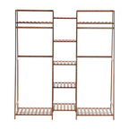 Bamboo Trapezoid Clothing Rack with 5-Tier Storage Shelves