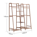 Bamboo Trapezoid Clothing Rack with 5-Tier Storage Shelves