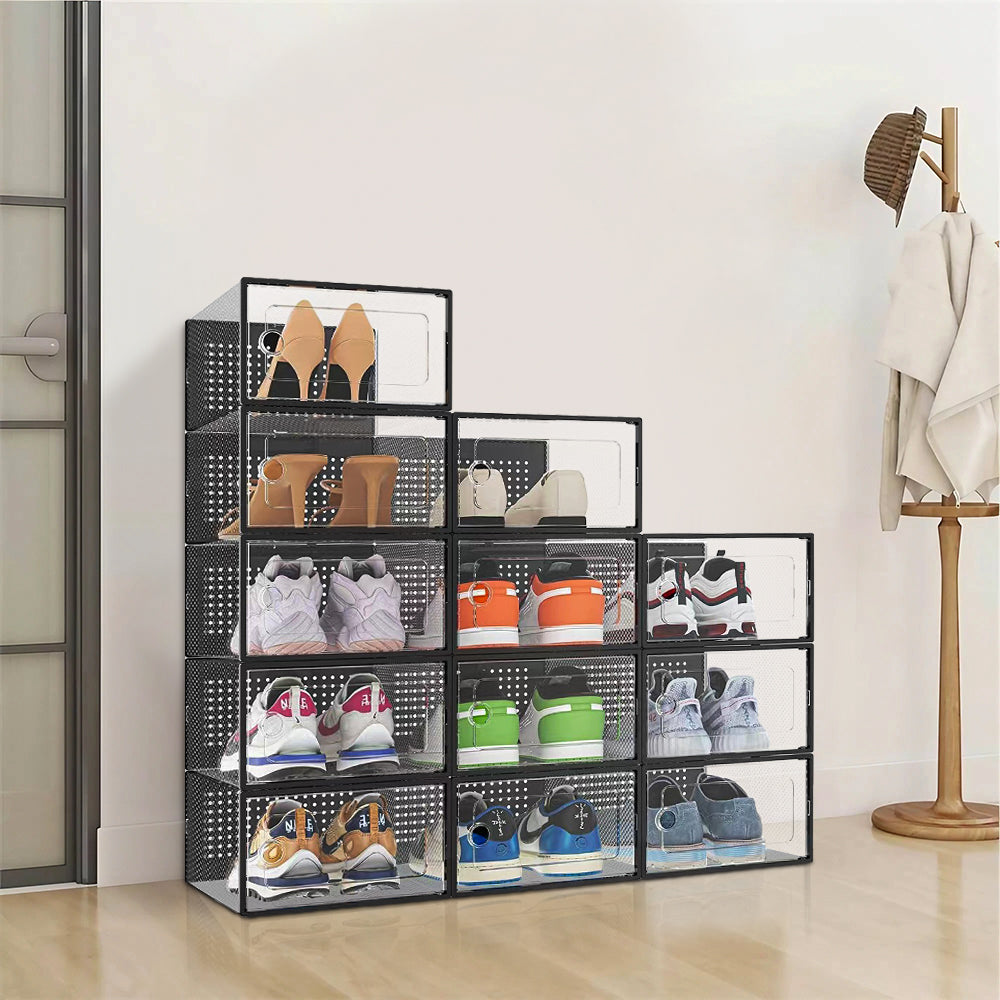 12x Stackable Shoe Storage Box Organiser