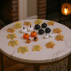 Set of 24 Halloween Maple Leaves Pumpkins Ornament Set