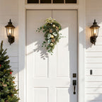 Garden Sanctuary Christmas swag with LED lights for holiday decor, featuring festive greenery and warm glowing lights.