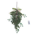 Christmas swag with LED lights from Garden Sanctuary, decorated with holiday ornaments and greenery for festive decor.