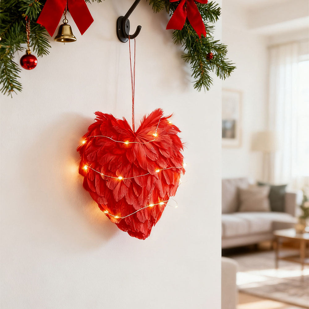 LED Light Red Feather Creative Hanging Ornament