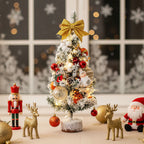 Garden Sanctuary tabletop Christmas tree with LED lights, small decorative holiday tree for festive home decor.
