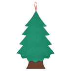 DIY felt Christmas tree with hanging ornaments for kids, featuring colorful detachable decorations on a festive felt tree.