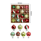 Set of 16 Garden Sanctuary Christmas hanging ball decorations with festive red and gold ornaments for holiday decor.