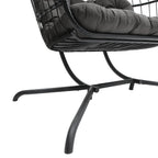 Outdoor Hanging 2-Seater Swing Egg Chair with Four-Leg Stand