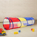 Colorful 6-foot pop-up play tunnel for kids by Garden Sanctuary, perfect for crawling and active indoor or outdoor fun.