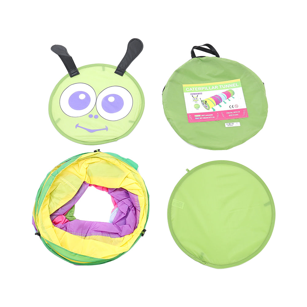 Colorful 6ft Caterpillar Crawl Play Tunnel by Garden Sanctuary, pop-up design for kids' active play and crawling fun.