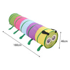 Colorful 6-foot Caterpillar Crawl Play Tunnel by Garden Sanctuary, ideal for kids' indoor and outdoor active play.