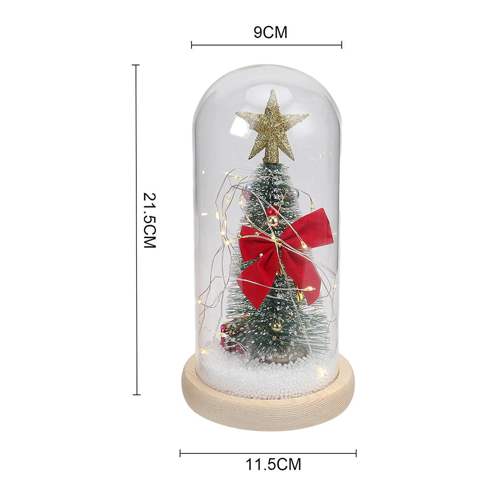 LED glass dome Christmas tree tabletop decoration by Garden Sanctuary, featuring a festive holiday scene inside a clear glass dome.