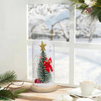 LED glass dome Christmas tree tabletop decoration by Garden Sanctuary, featuring a festive holiday scene inside a clear glass dome.