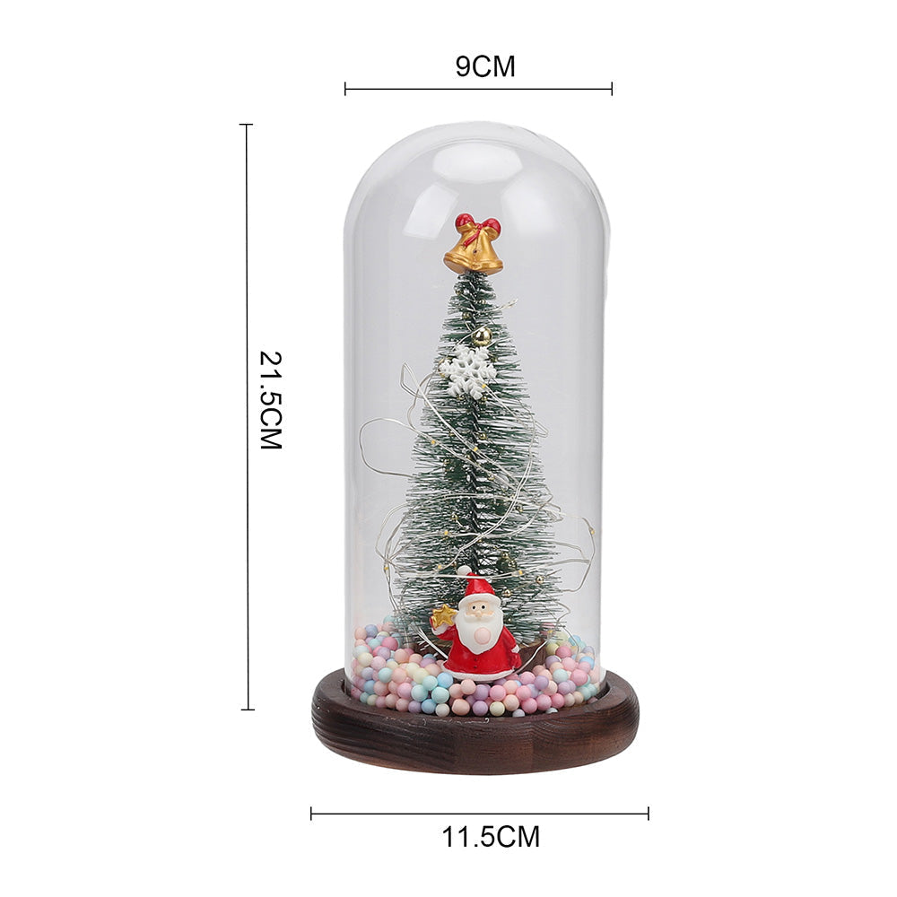 LED glass dome Christmas tree tabletop decoration by Garden Sanctuary, featuring a festive holiday scene inside a clear glass dome.