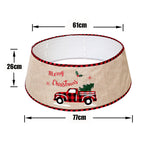 Garden Sanctuary Burlap Christmas tree skirt collar with festive Merry Christmas design, ideal for holiday tree decoration.