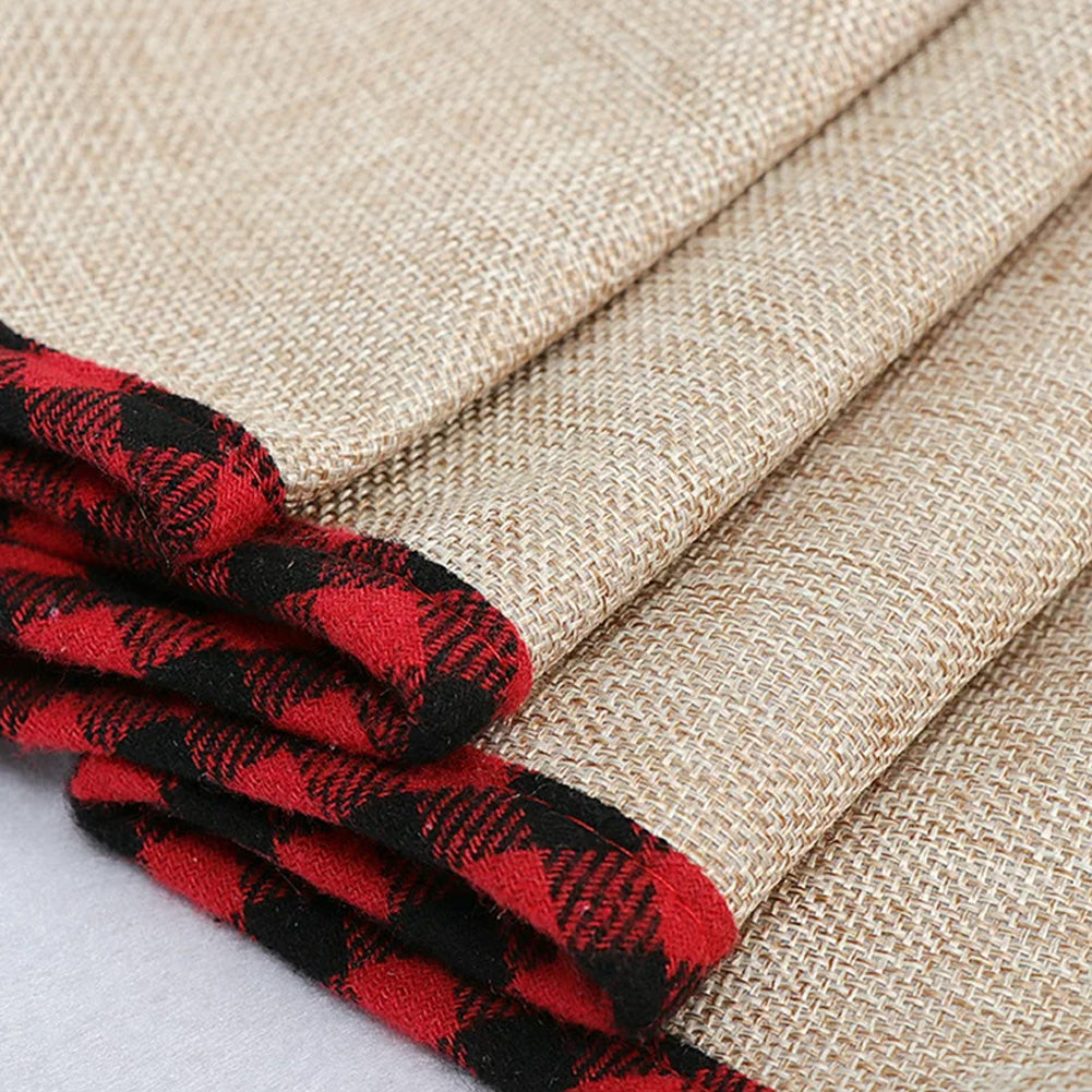 Burlap Christmas tree skirt collar by Garden Sanctuary with festive holiday design, perfect for decorating your Christmas tree.