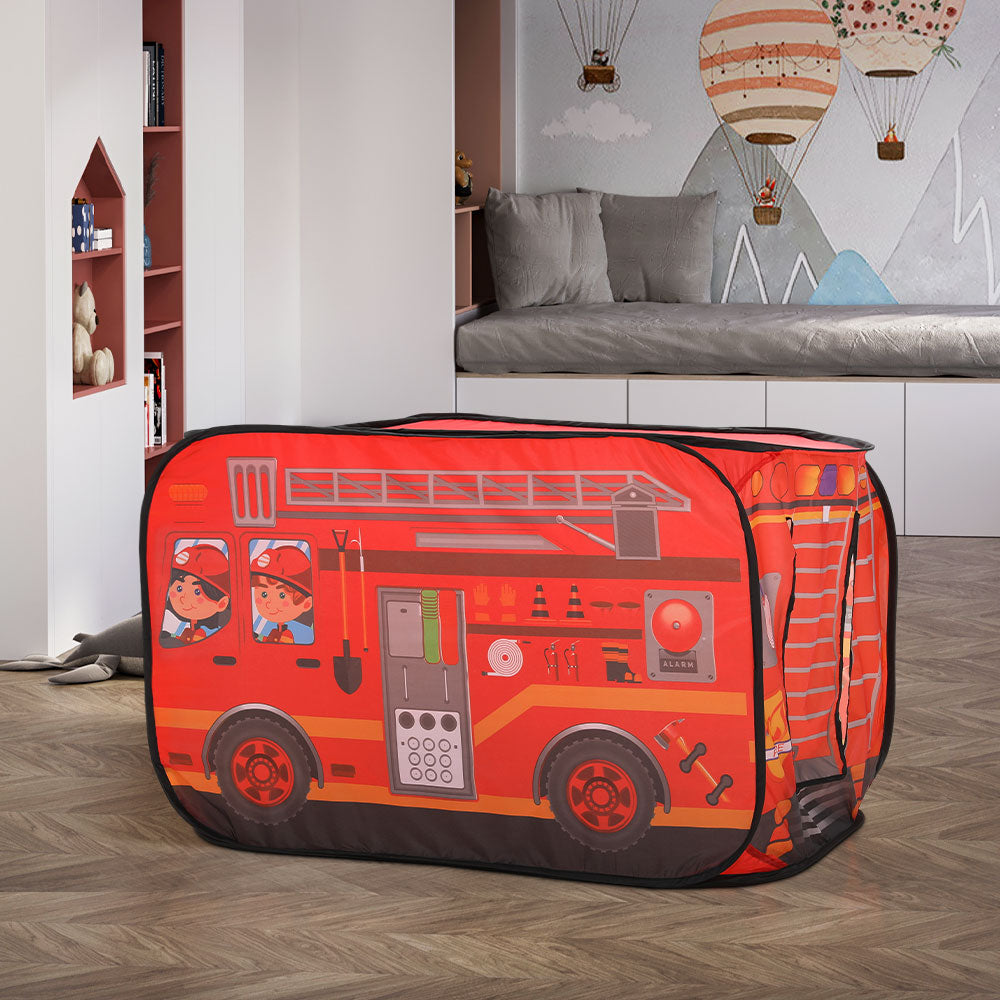 Fire Engine-Themed Play Tent with 2 Top Openings