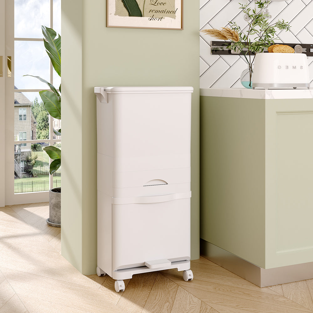 White Rubbish Dustbin Recycling Bin Rubbish Trash Home Kitchen