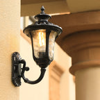 Traditional Textured Black Outdoor Wall Lantern