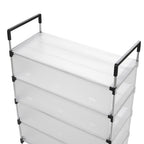 Five-tier shoe rack from Garden Sanctuary with multiple shelves for organized shoe storage in a modern design.