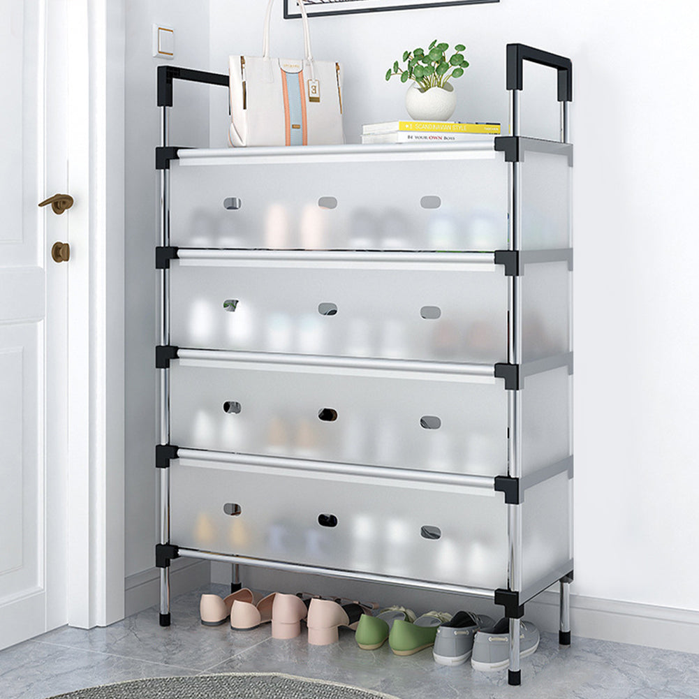 Five-tier shoe rack from Garden Sanctuary with multiple shelves for organized shoe storage.