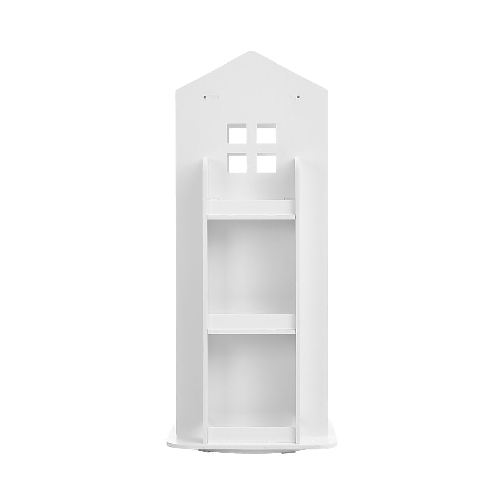 White Kids' House Frame Rotating Bookshelf