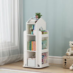 White Kids' House Frame Rotating Bookshelf