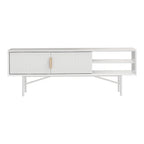 White Striped Wooden TV Stand
