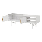 White Striped Wooden TV Stand