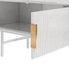 White Striped Wooden TV Stand