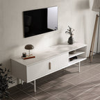 White Striped Wooden TV Stand