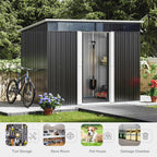 8 x 4 ft Metal Garden Storage Shed with Lockable Sliding Doors