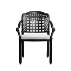 Set of 2 Outdoor Dining Chairs Cast Aluminum with Cushions
