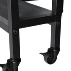 Folding Dining Table with Wheels and Storage Shelves