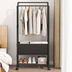 Double Rod Metal Clothes Rack on Wheels