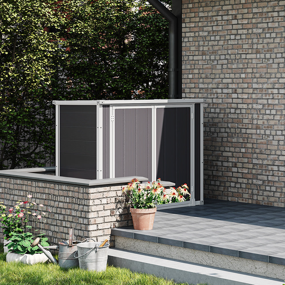 5x2ft Grey Aluminum Alloy Garden Bin Storage Shed