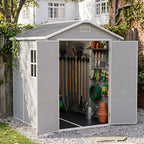 6 x 8 ft Plastic Garden Storage Shed with Apex Roof & Double Doors