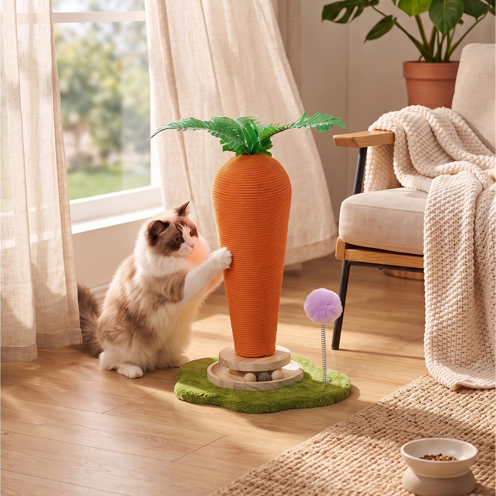 Carrot Cat Scratching Post with Turntable Toy