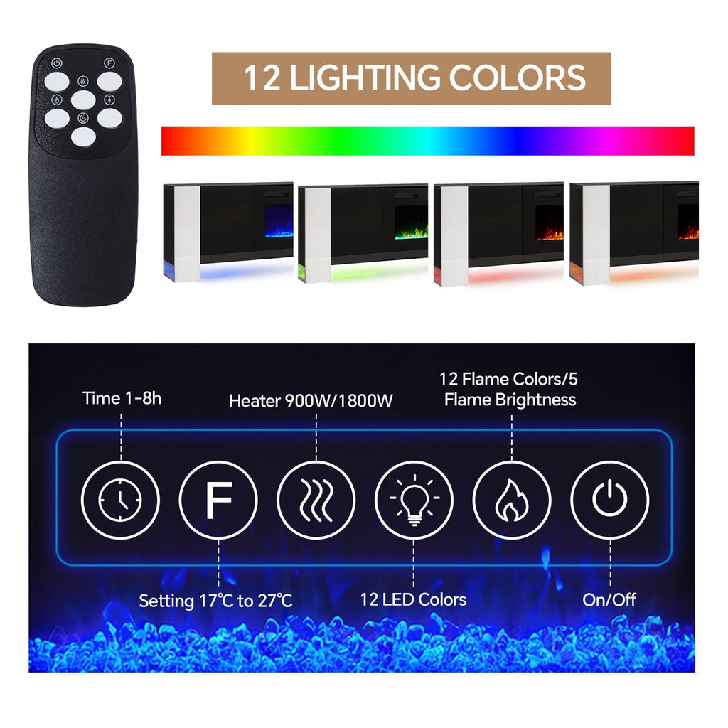 Recessed Electric Fireplace TV Stand with Remote Control