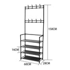 Entryway 4 Tier Shoe Rack with Coat Hanger