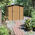 6 x 4 ft Wood Effect Galvanised Steel Garden Storage Shed with Apex Roof