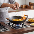 Round Cast Iron Wok with Dual Handles