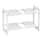 Adjustable 2-Tier Under-Sink Organiser Rack, White, 51-80 x 26 x 38 cm