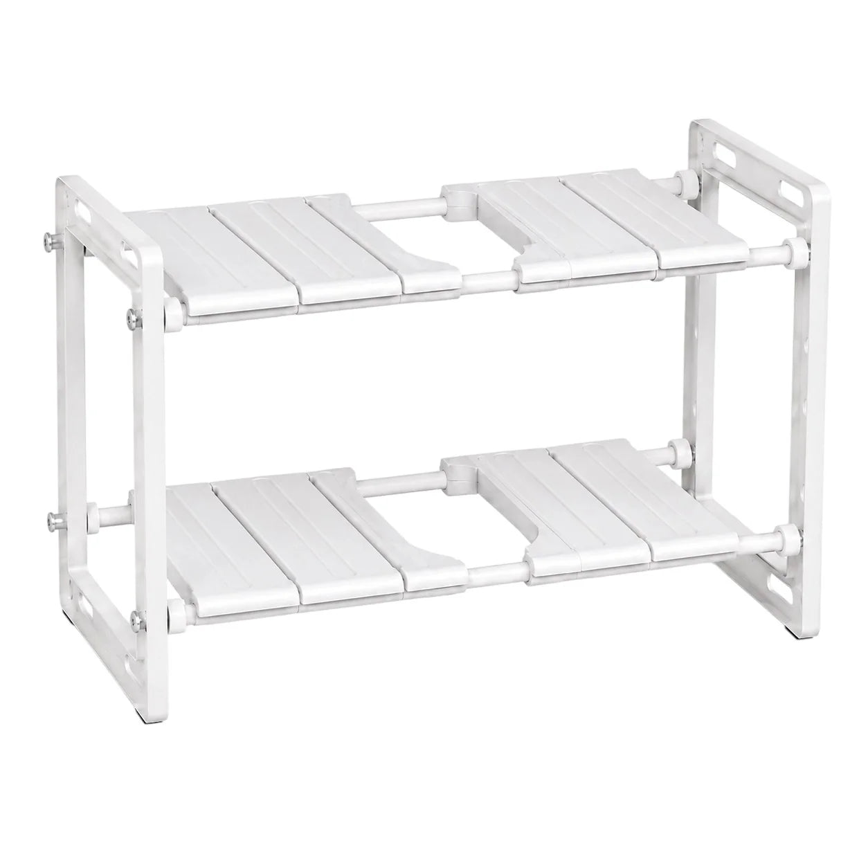 Adjustable 2-Tier Under-Sink Organiser Rack, White, 51-80 x 26 x 38 cm